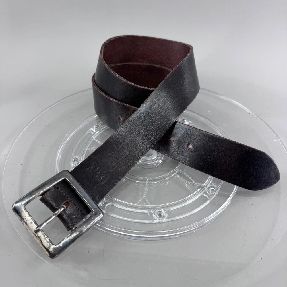 Levis Mens Belt Split Cowhide Leather Made in USA Distressed Brown 32/80 Rugged